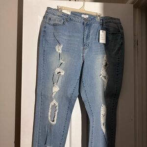 Forever 21 Light Blue Distressed Boyfriend Jeans